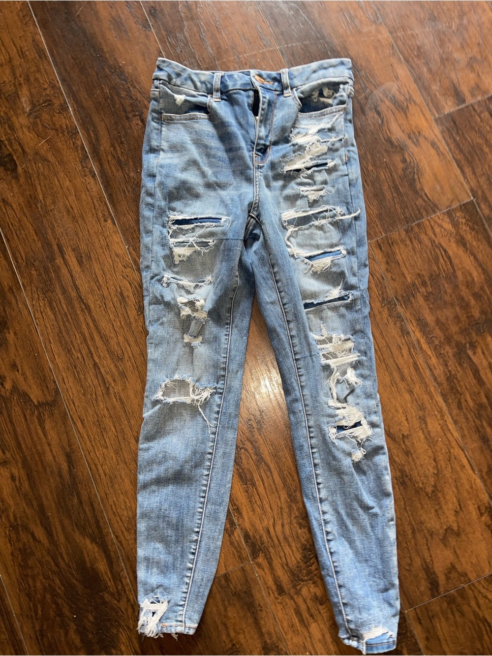 American Eagle Outfitters Light Blue Ripped Skinny Jeans